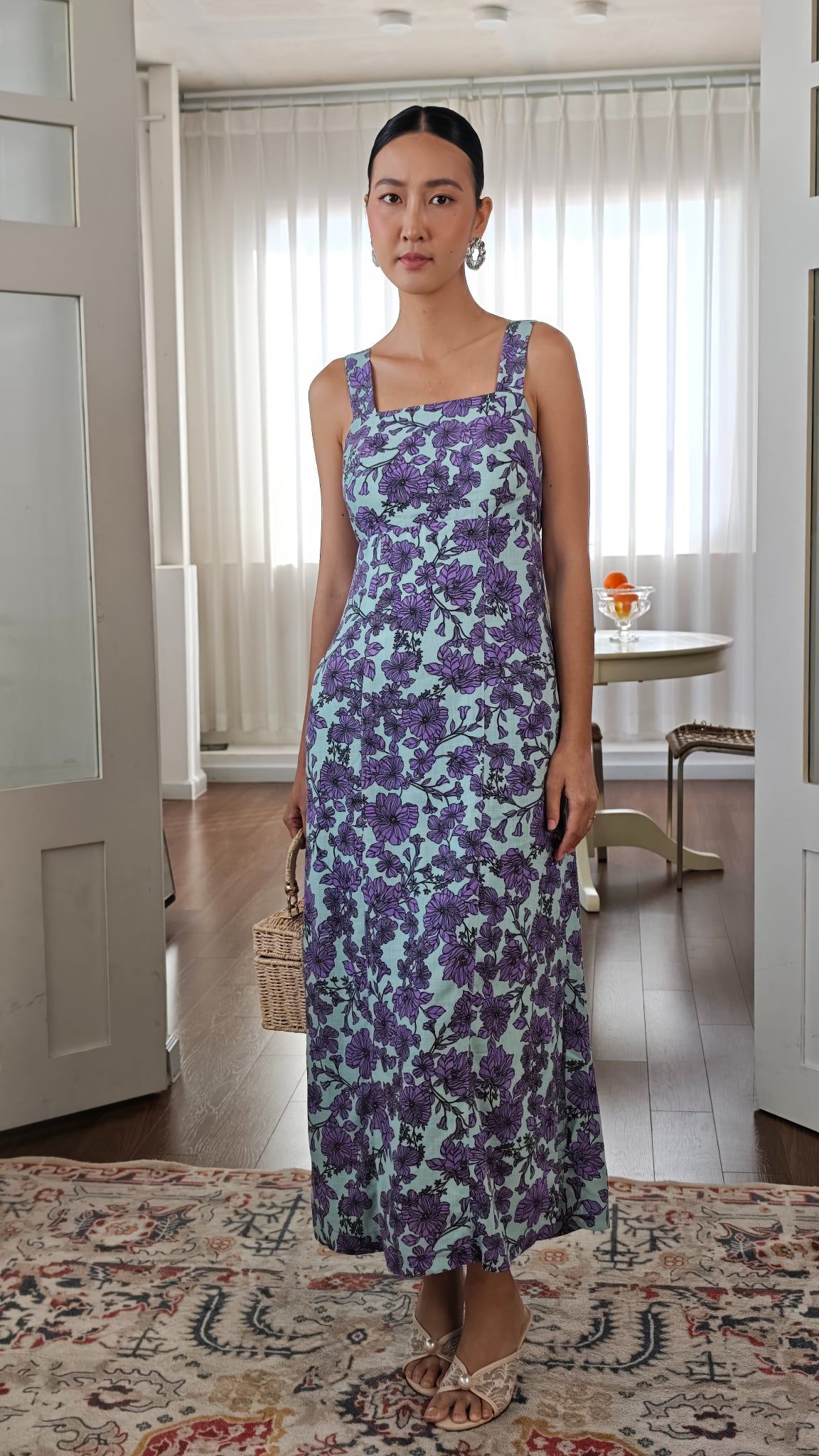 Đầm Linen Xanh Hoa Tím Into The Wood