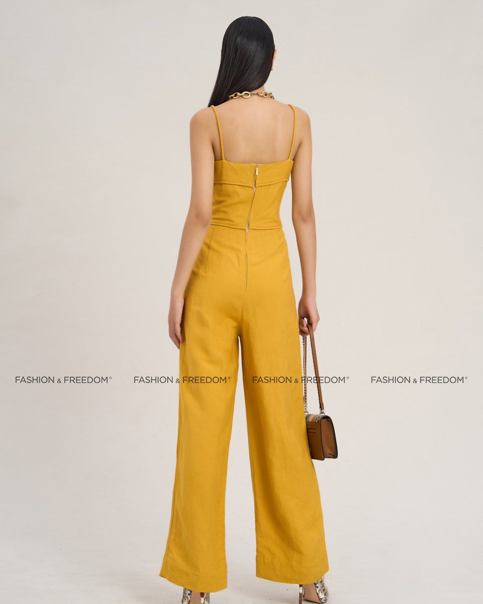 Jumpsuit Linen Nữ Vàng