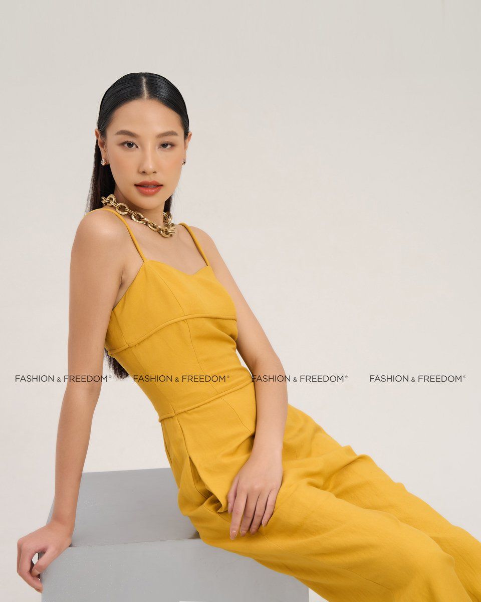 Jumpsuit Linen Nữ Vàng
