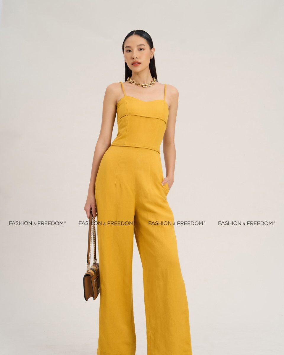 Jumpsuit Linen Nữ Vàng