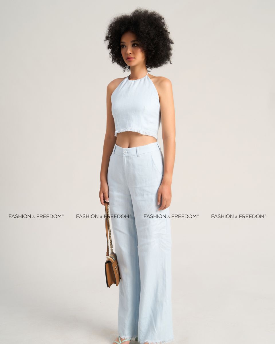 Quần Nữ Linen Xanh Thiên Thanh Sắc Màu Tự Do