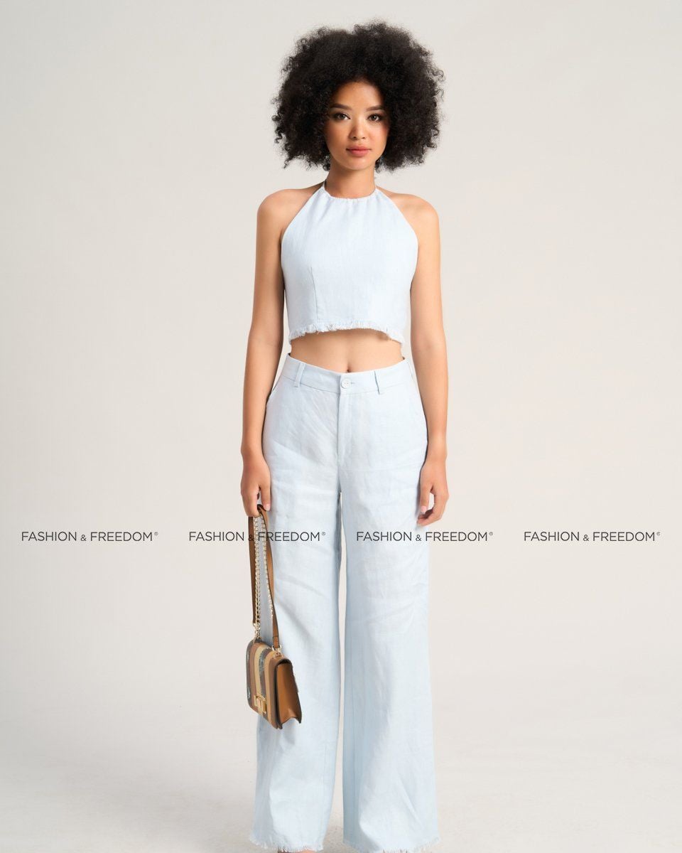 Quần Nữ Linen Xanh Thiên Thanh Sắc Màu Tự Do