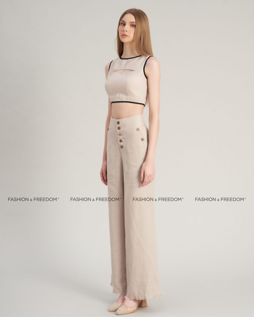 Quần Dài Linen Nữ Kem Hello New Day