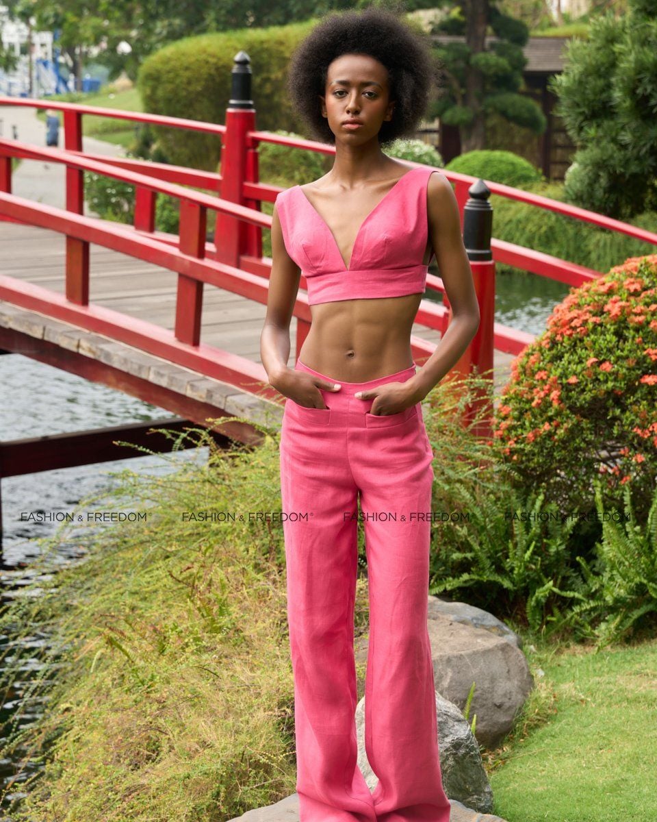 Quần Dài Linen Nữ hồng Sen