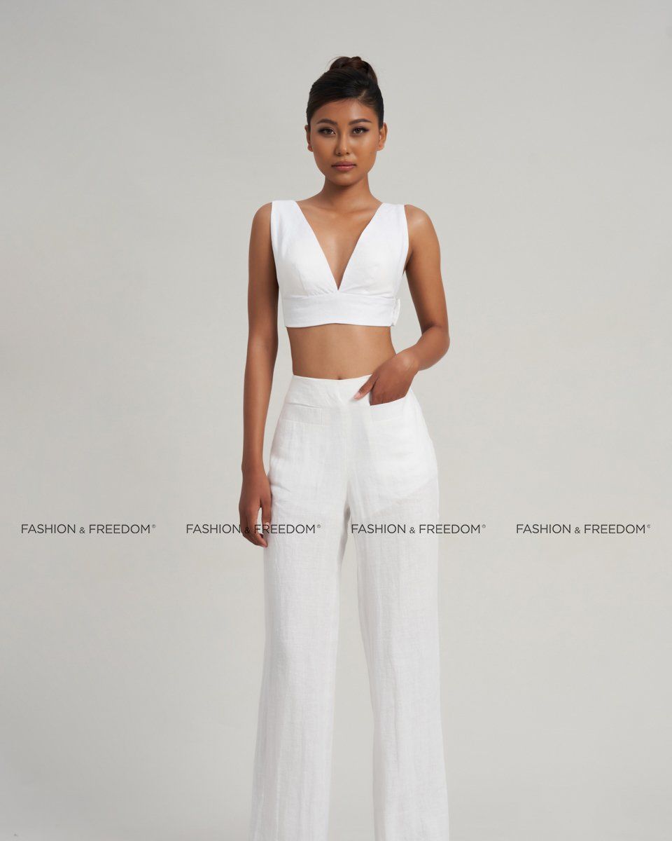 Quần Dài Linen Nữ Trắng The Girl In Vogue