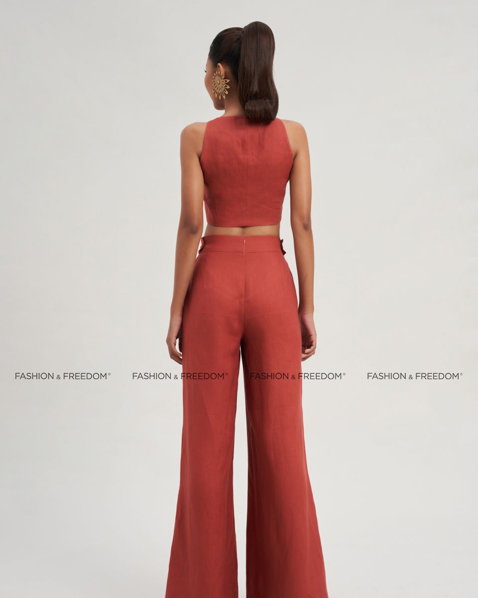 Áo Ghi Lê Linen Nữ Đỏ Mận Modern Women