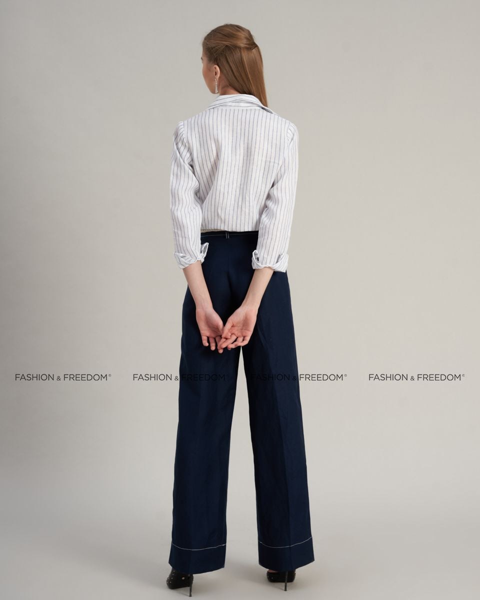 Quần Linen Nữ Xanh Đen Đậm Hello New Day