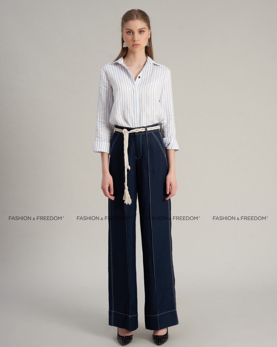 Quần Linen Nữ Xanh Đen Đậm Hello New Day