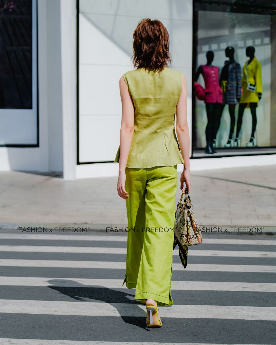 Quần Linen Xanh Cốm Hương  Mùa Hè