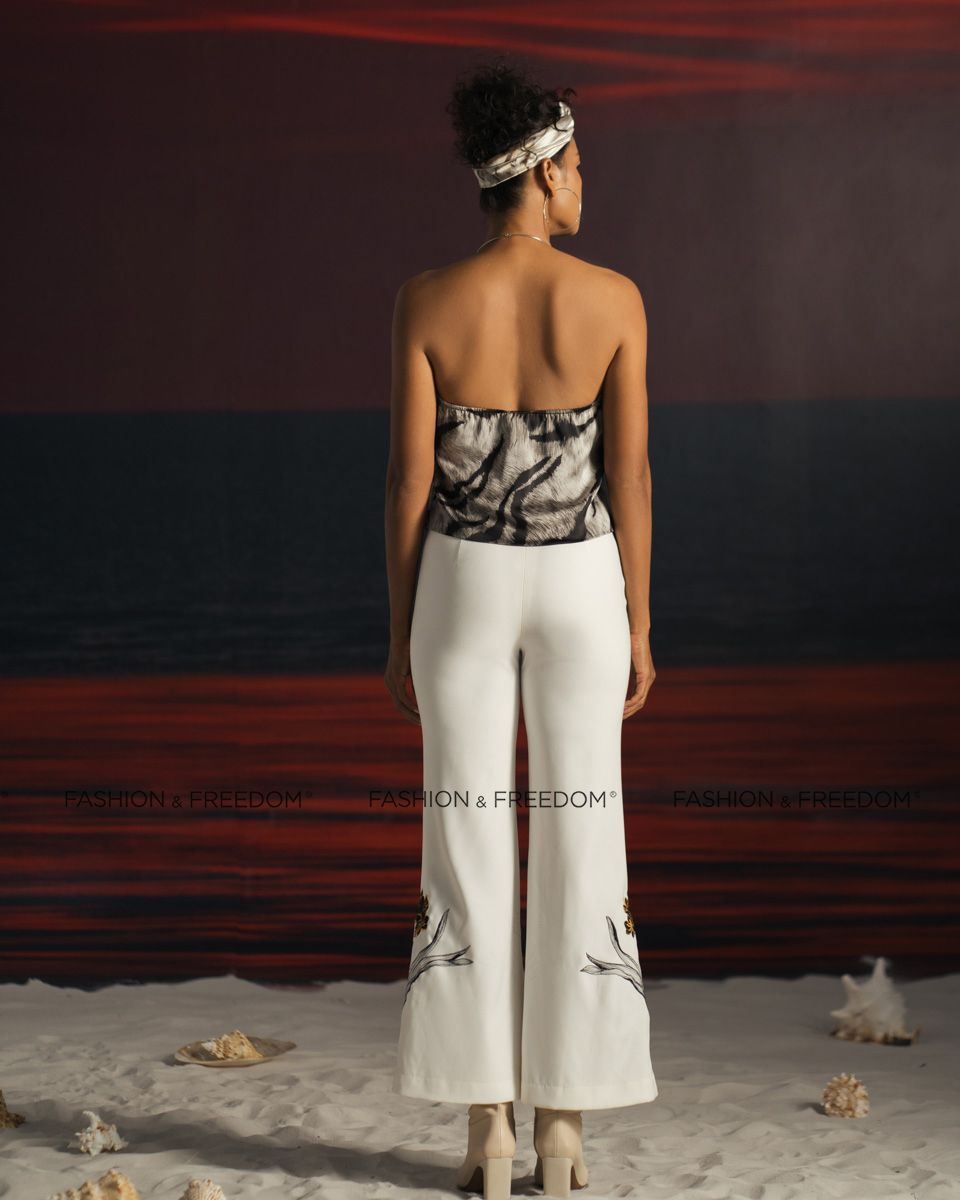 Quần Dài Lụa Trắng Thêu Summer Get Away