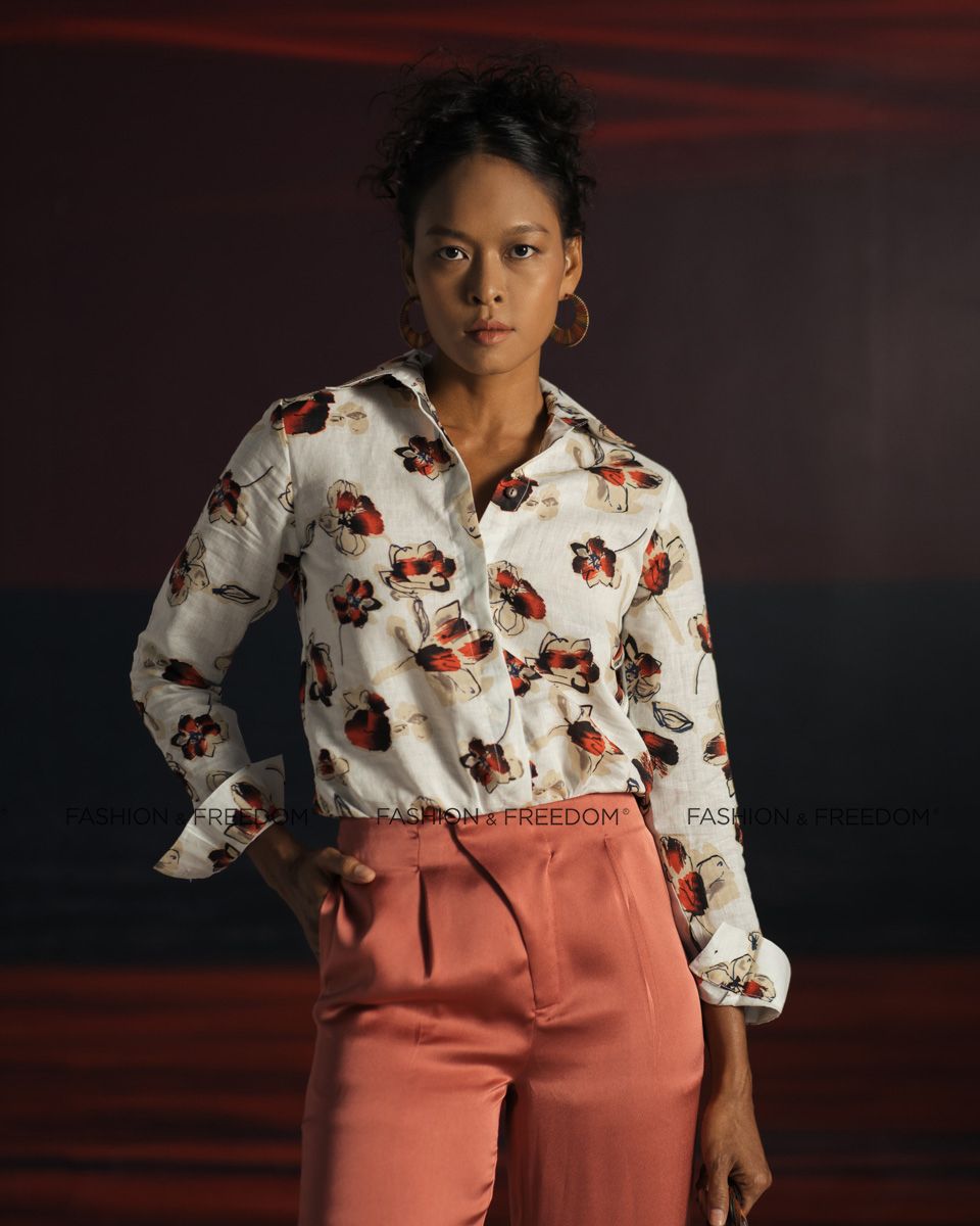 Áo Sơ Mi Linen Đỏ Nâu Summer Get Away