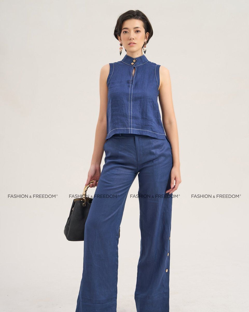 Quần Dài Linen Xanh Đen