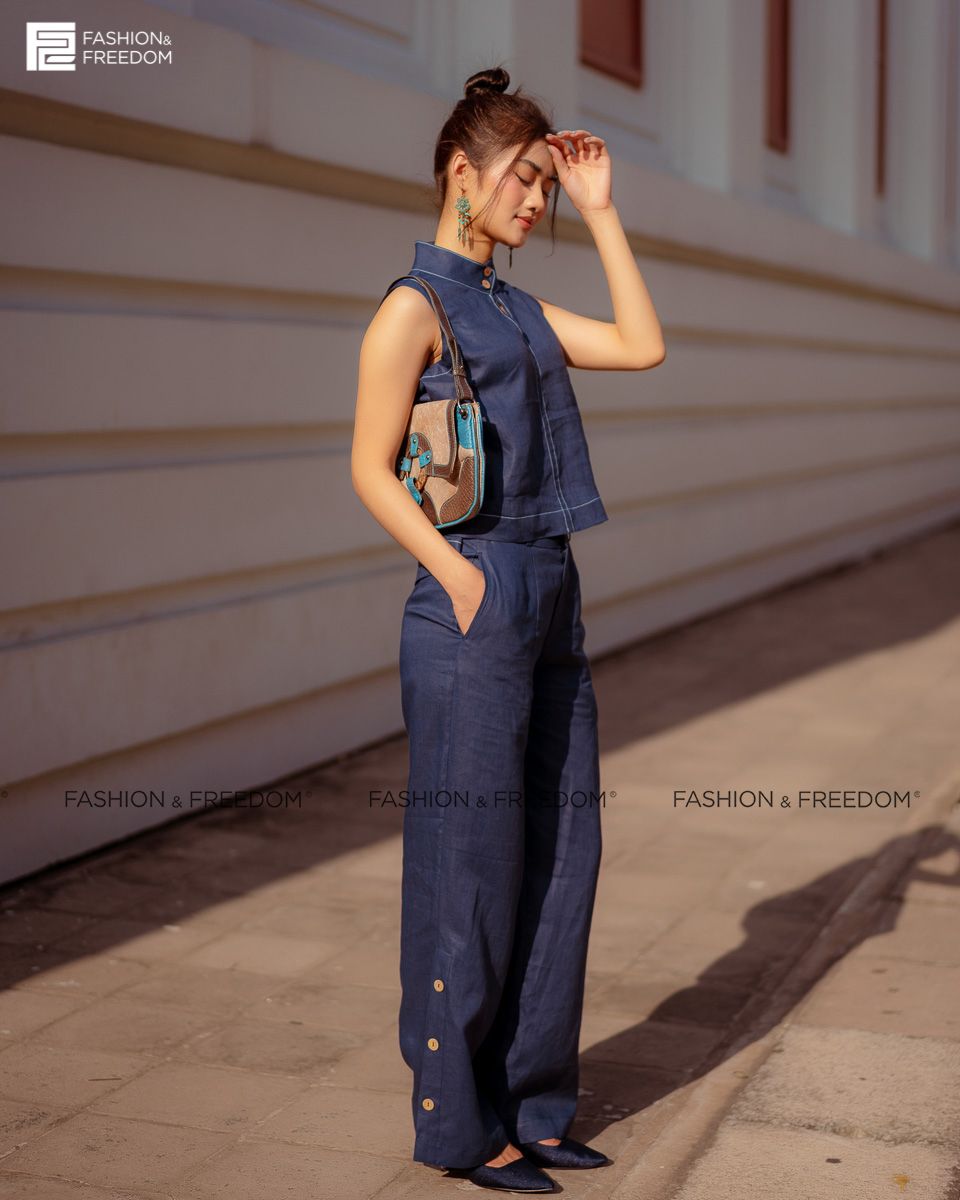 Quần Dài Linen Xanh Đen