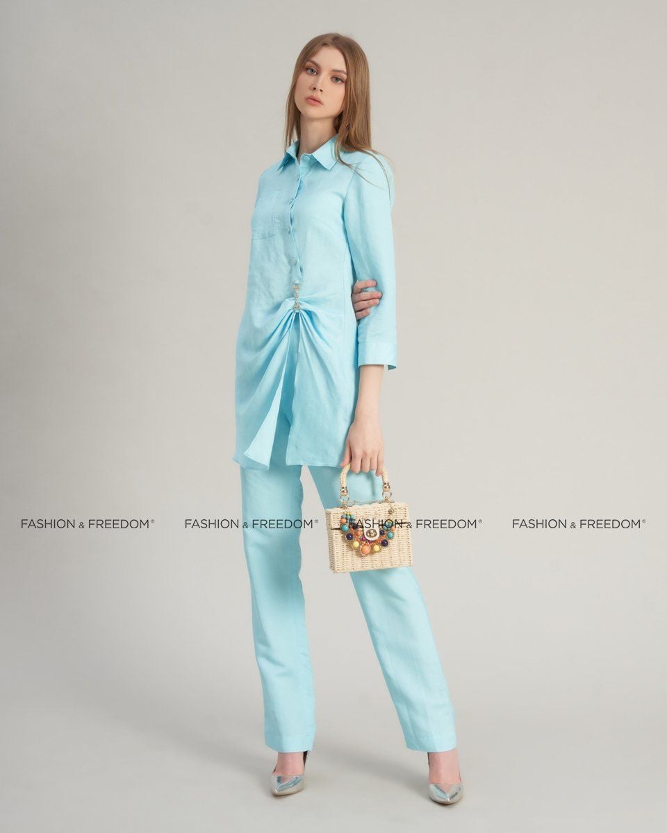 Quần Linen Nữ Xanh Thiên Thanh Hello New Day