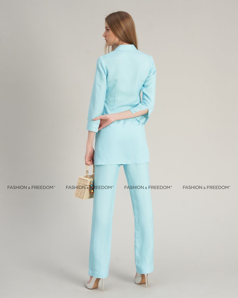 Áo Kiểu Linen Nữ Xanh Thiên Thanh Hello New Day