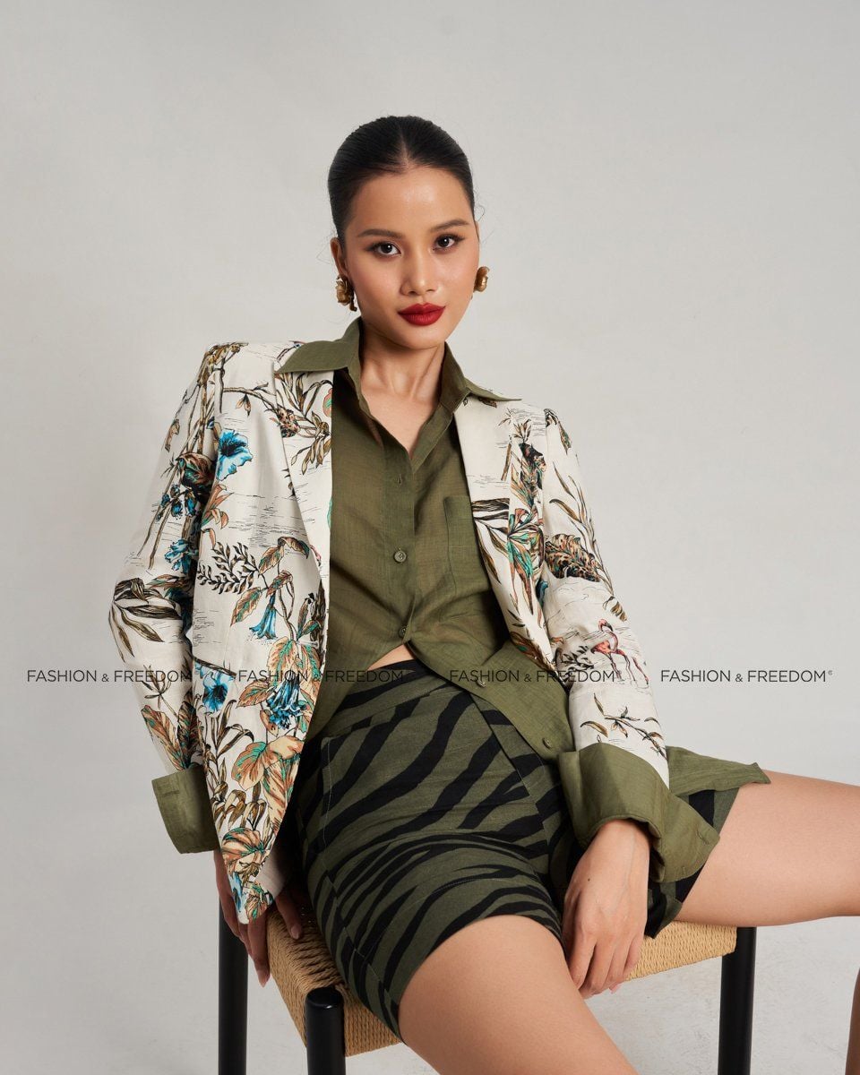 Quần Short Linen Xanh Rêu Hương Mùa Hè