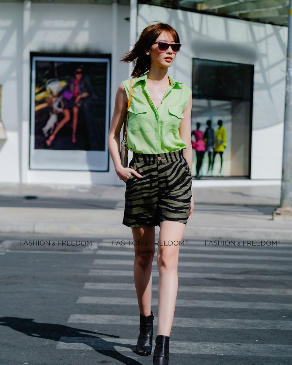 Quần Short Linen Xanh Rêu Hương Mùa Hè