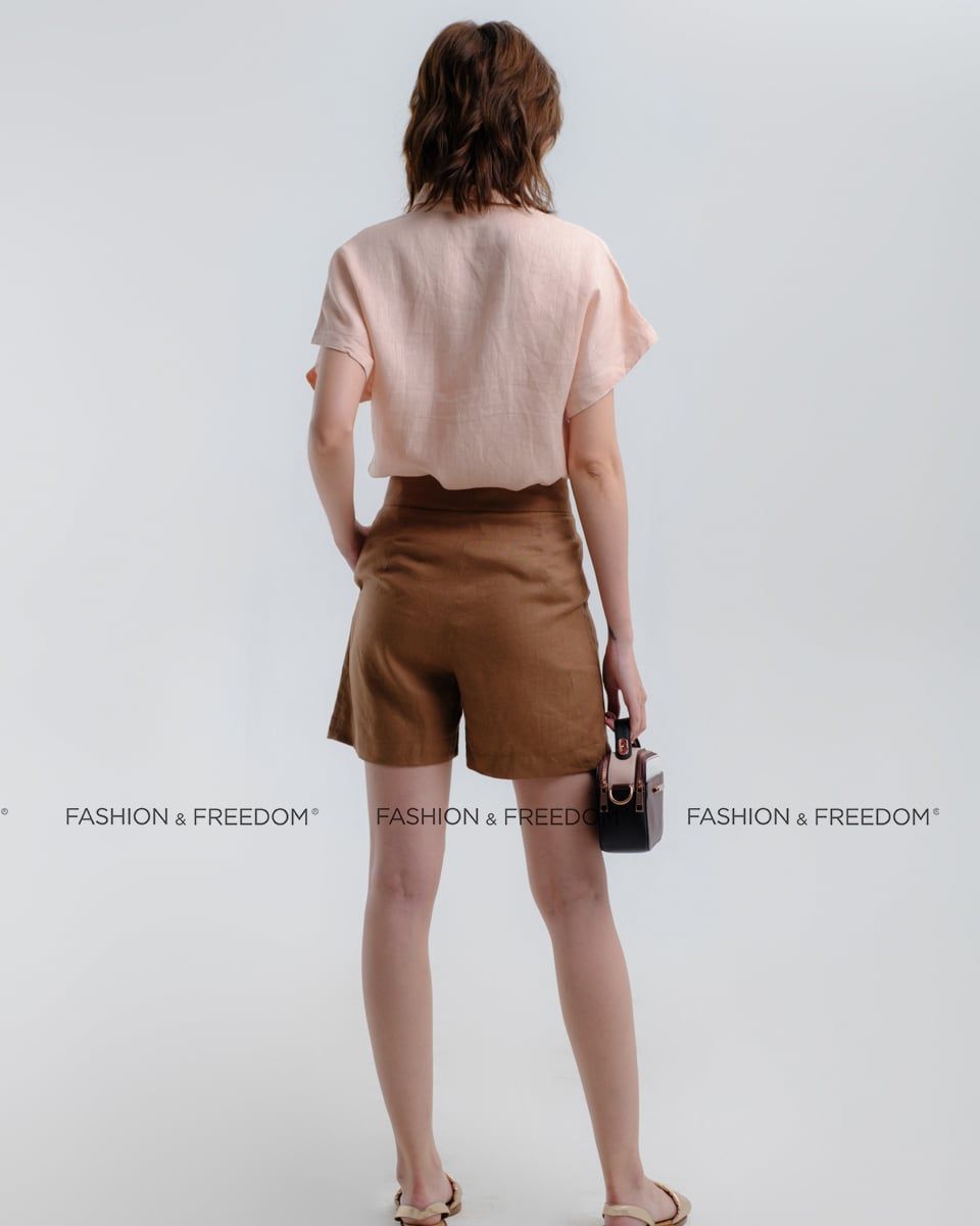 Quần Short Linen Nâu Hương Mùa Hè