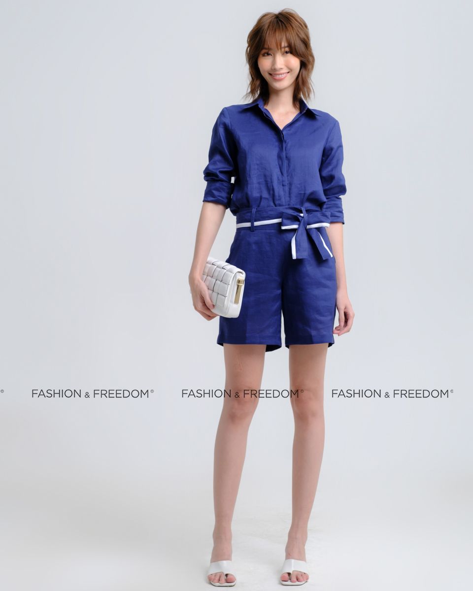 Quần Short Linen Xanh Đen Hương Mùa Hè