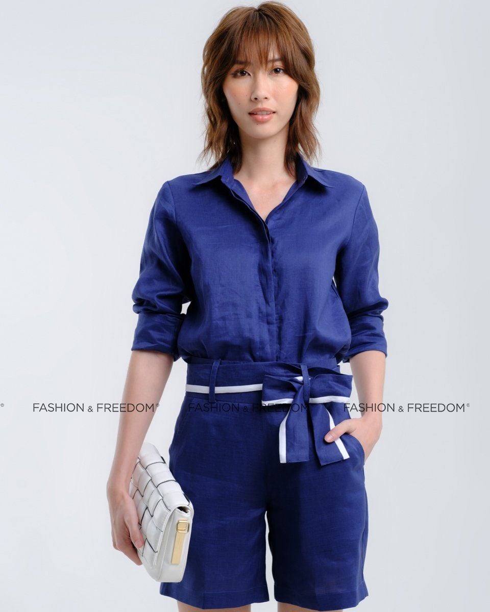Quần Short Linen Xanh Đen Hương Mùa Hè