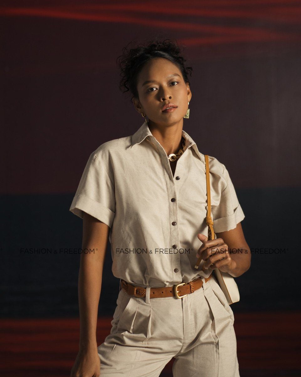 Áo Sơ Mi Linen Kem Summer Get Away