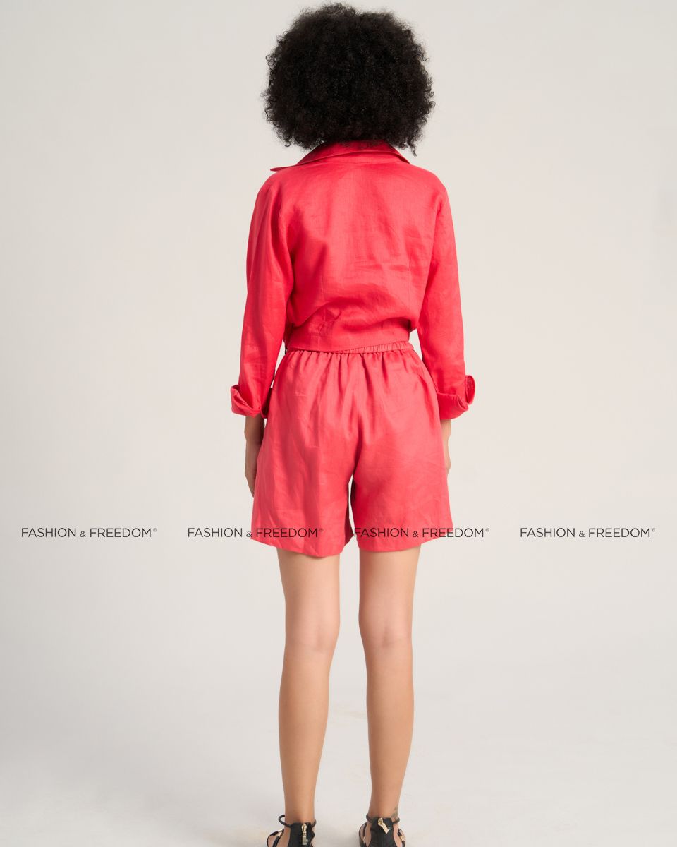 Áo Kiểu Nữ Linen Đỏ Hồng Sắc Màu Tự Do