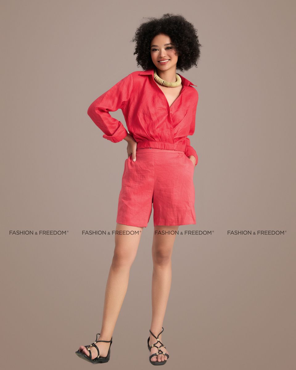 Quần Short Linen Đỏ Hồng Sắc Màu Tự Do