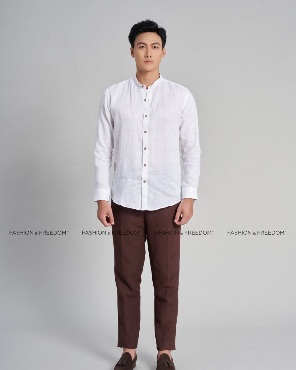 Áo Sơ Mi Nam Linen Trắng The New Cool
