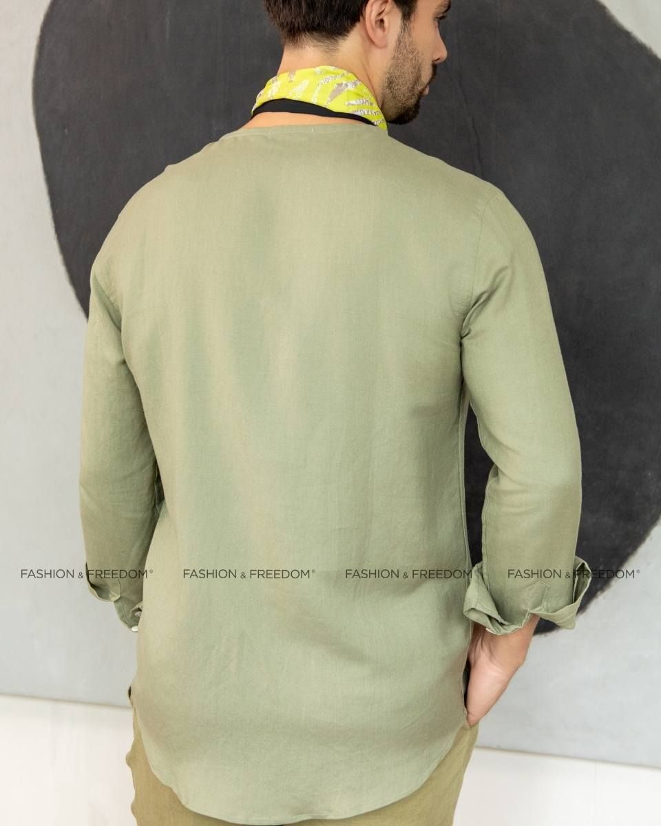 Áo Sơ Mi Nam Linen Rêu Nhạt New Breeze