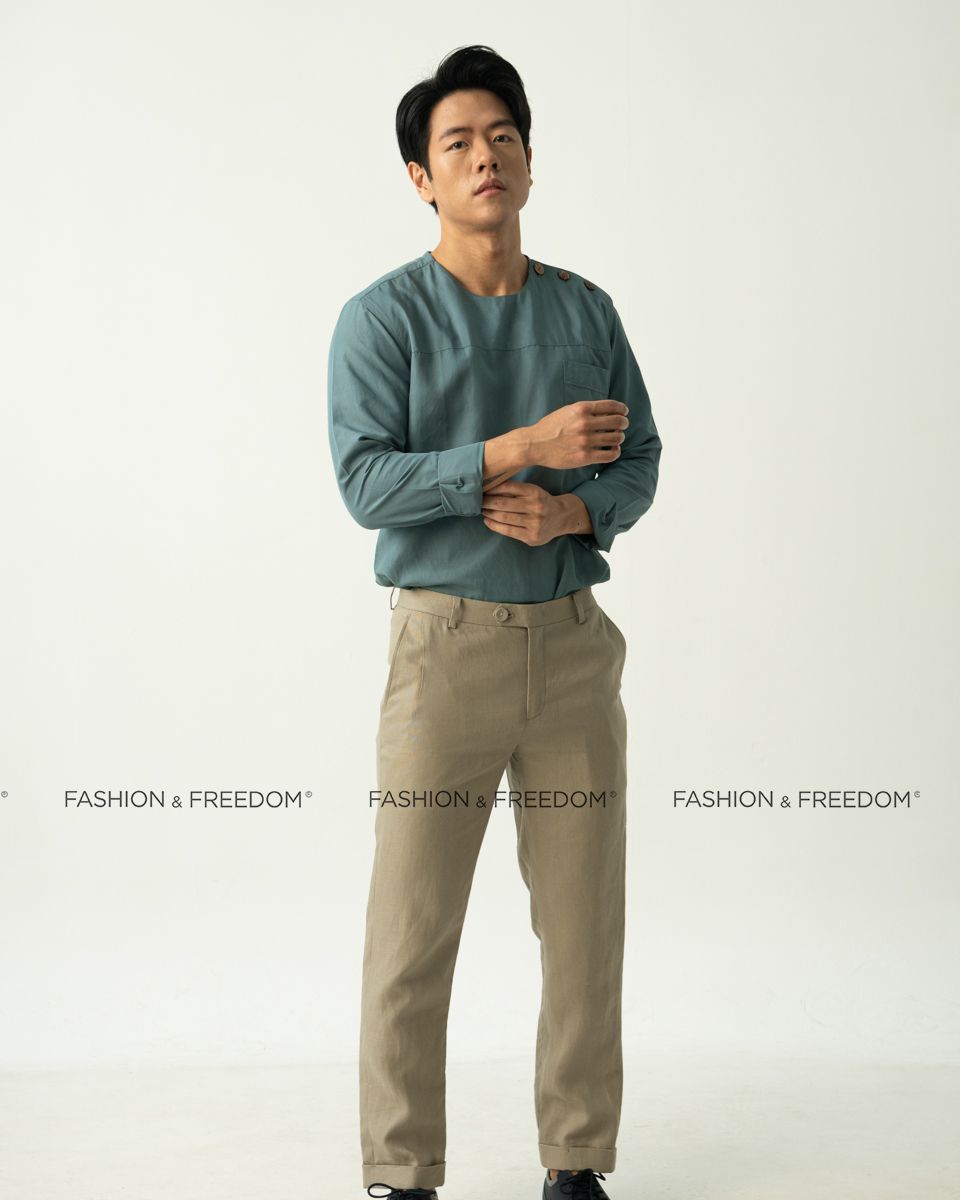 Áo Sơ Mi Nam Linen Xanh New Spirit