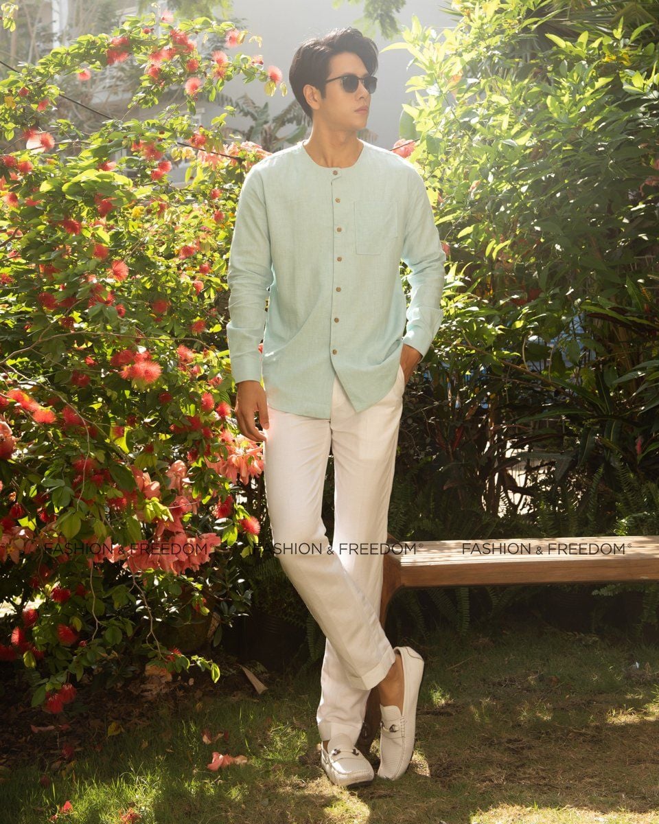 Sơ Mi Nam Linen Xanh New Spirit