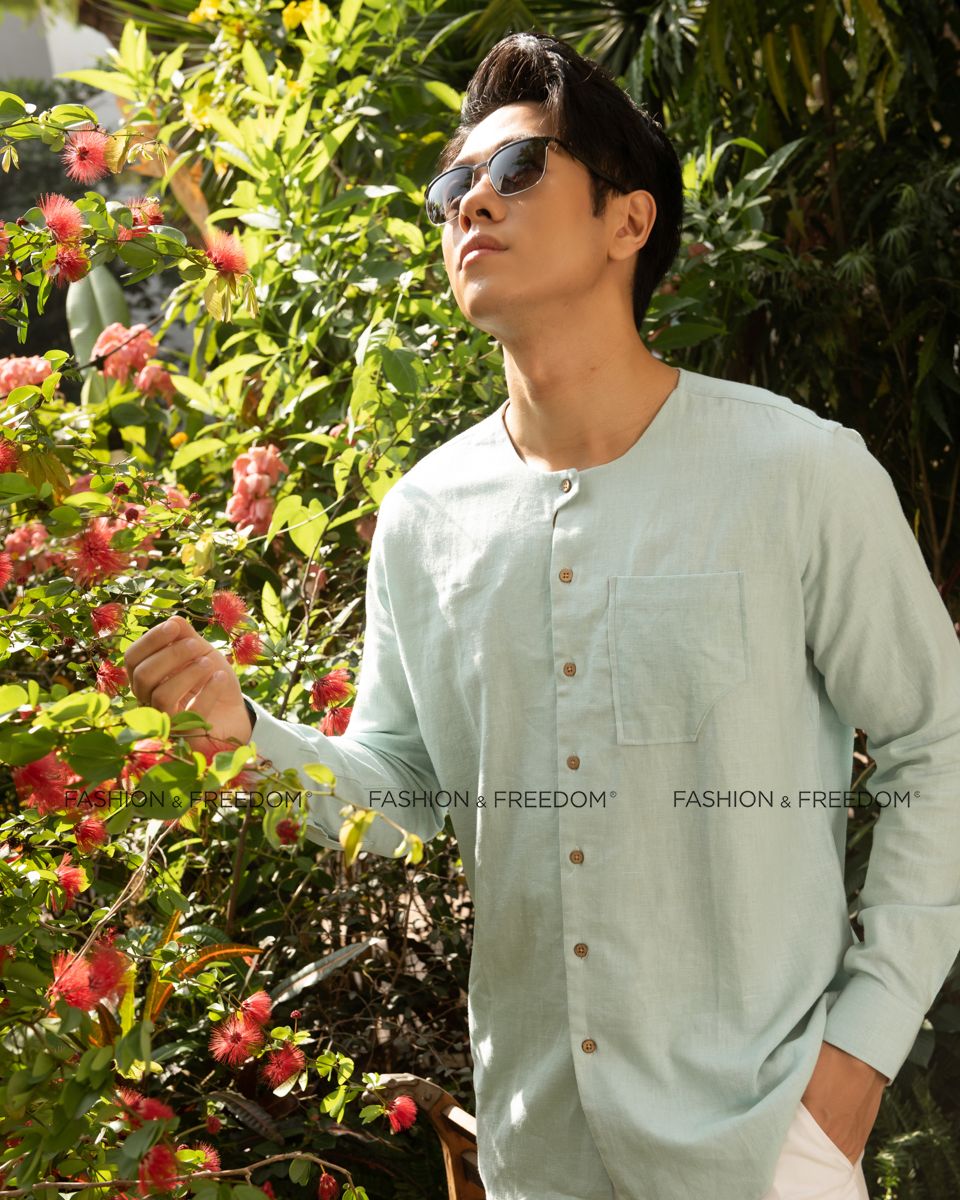 Sơ Mi Nam Linen Xanh New Spirit