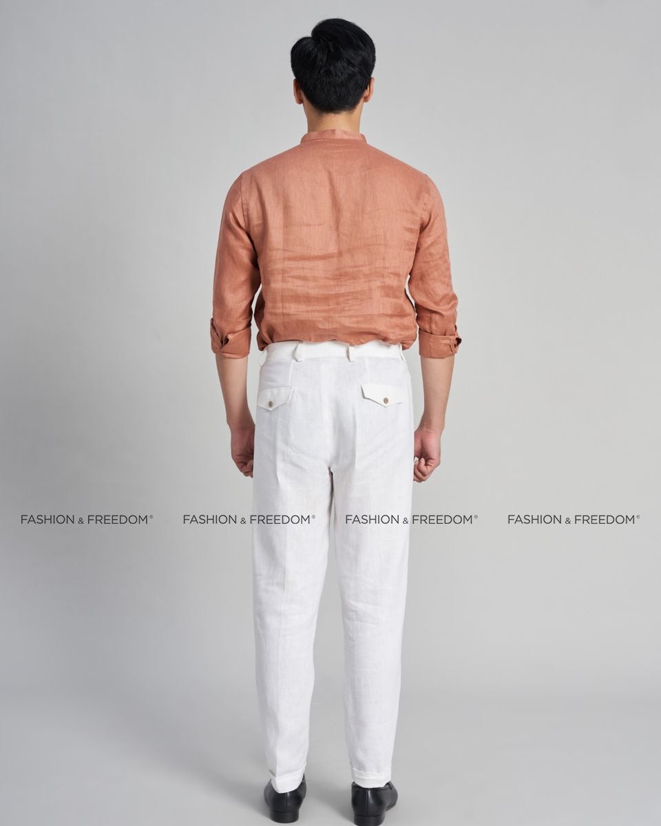 Áo Sơ Mi Nam Linen Cam