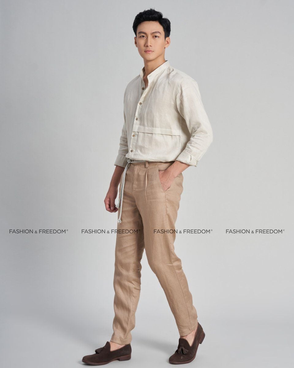 Áo Sơ Mi Nam Linen Kem The New Cool