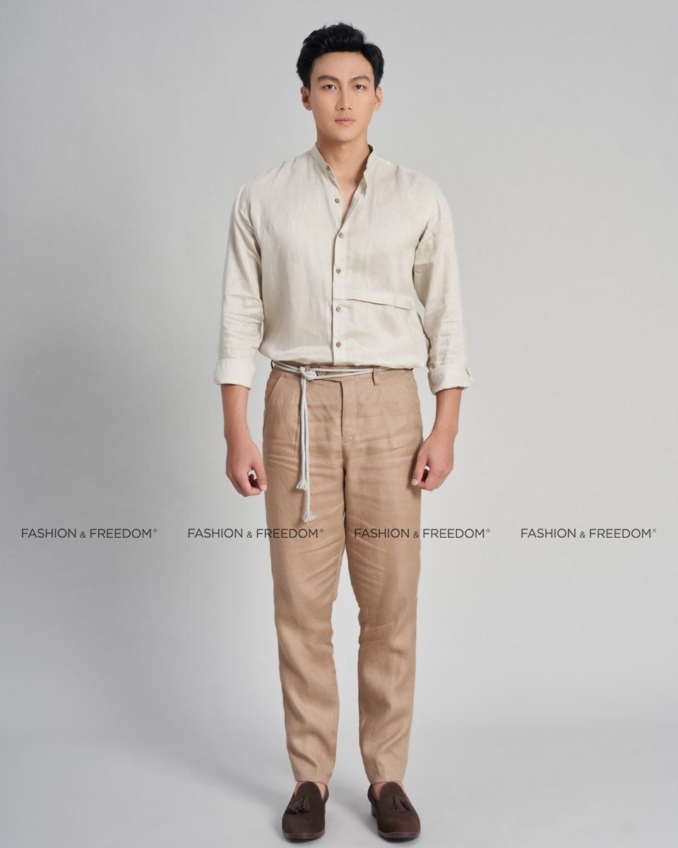 Áo Sơ Mi Nam Linen Kem The New Cool