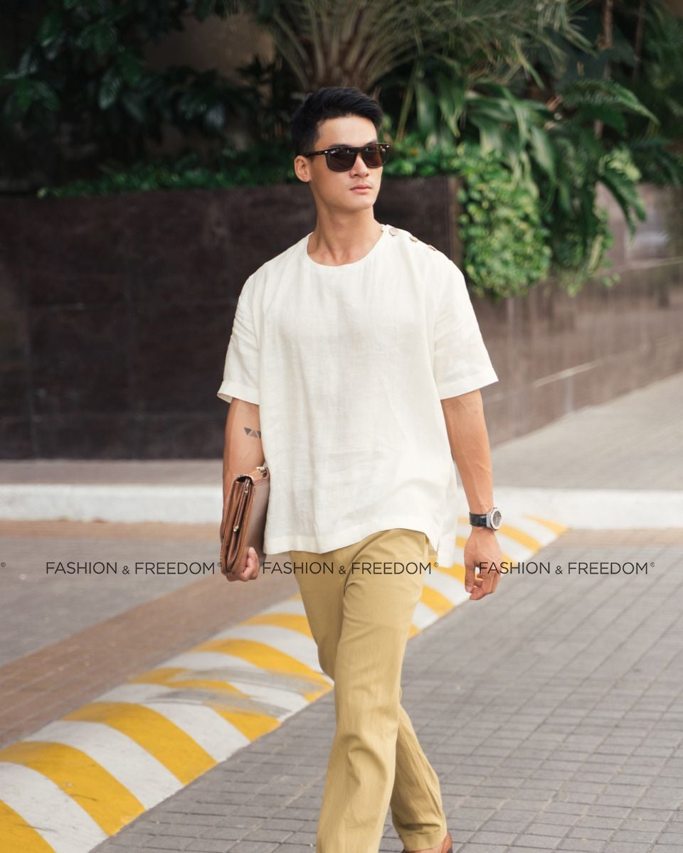 Áo Linen Nam Vàng Kem New Spirit