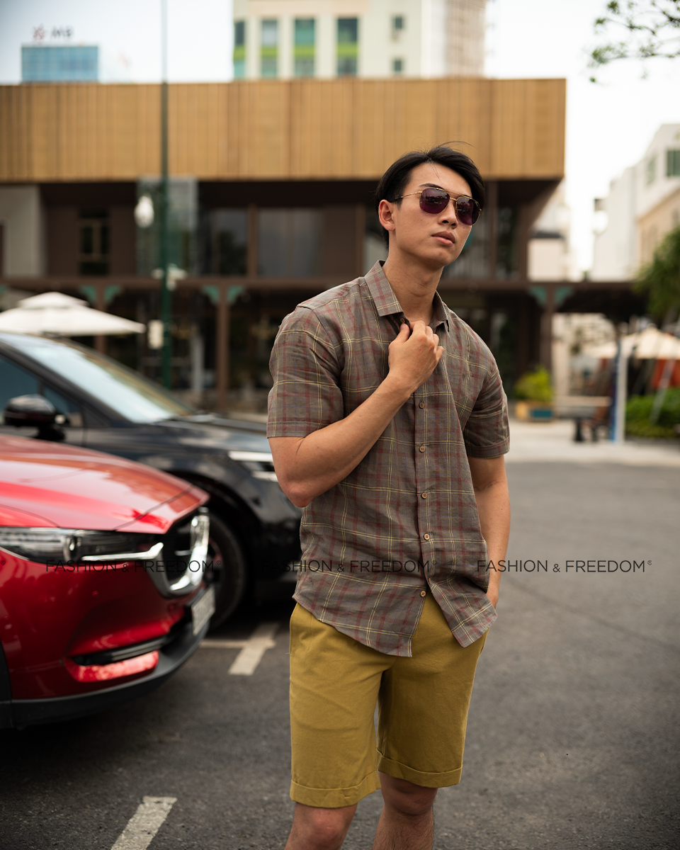 Áo Sơ Mi Linen Nam Xanh Sọc