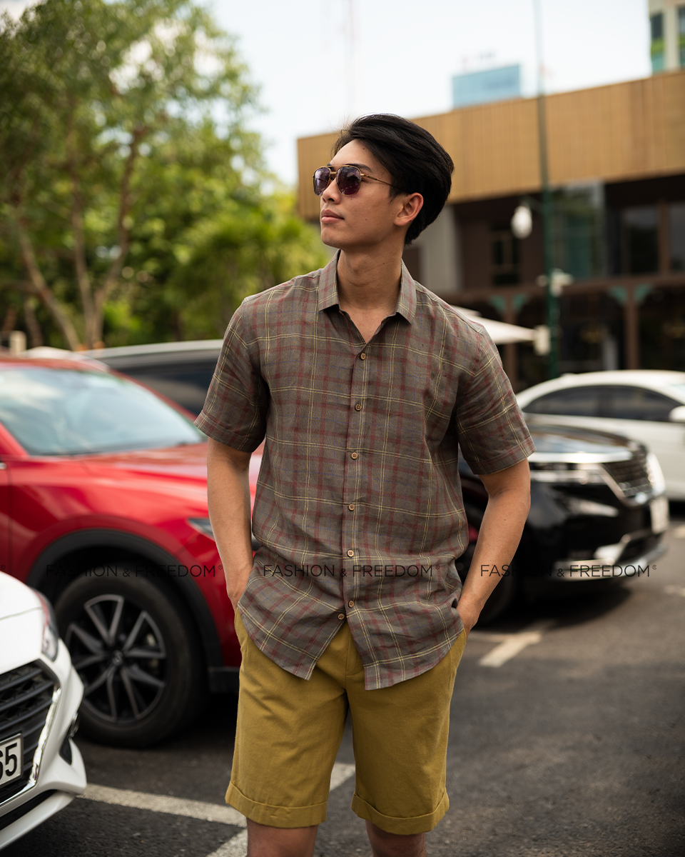 Áo Sơ Mi Linen Nam Xanh Sọc