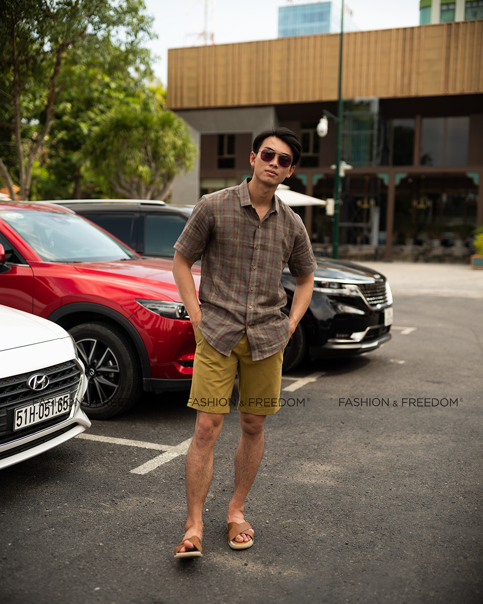 Áo Sơ Mi Linen Nam Xanh Sọc