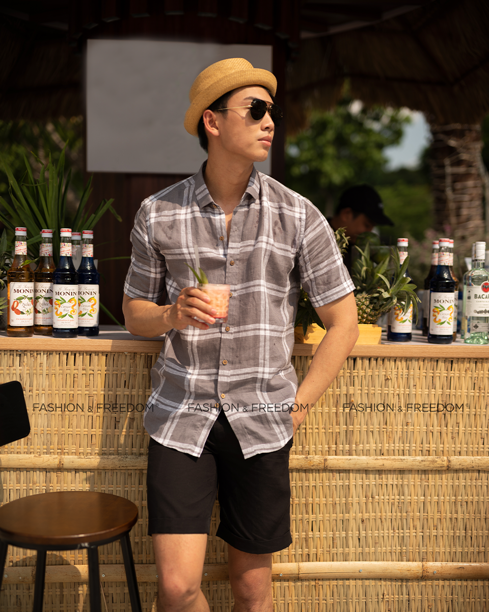 Áo Sơ Mi Nam Xanh Sọc Trắng