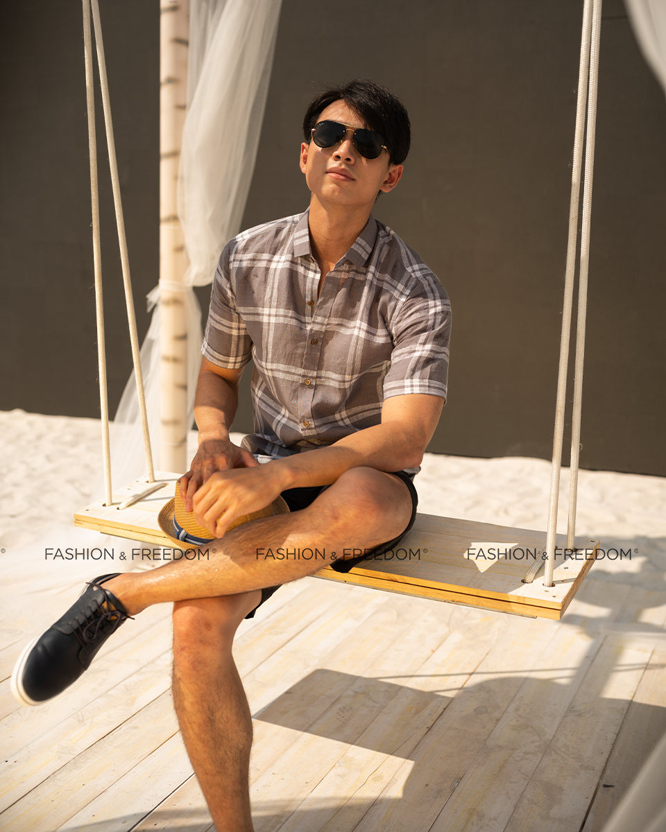 Áo Sơ Mi Nam Xanh Sọc Trắng