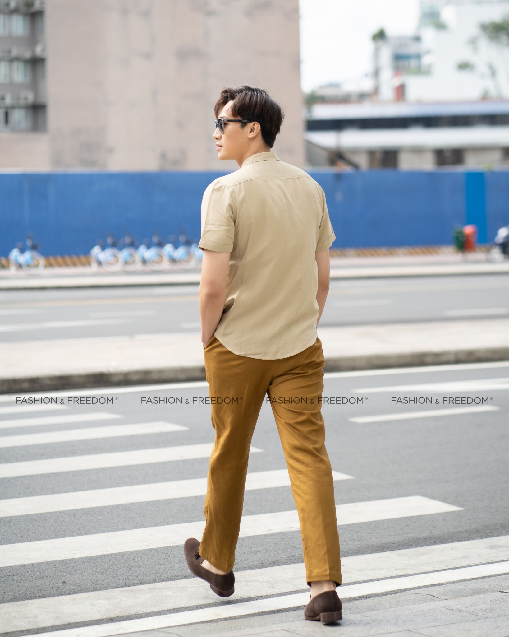 Áo Sơ Mi Nam Linen Vàng Kem