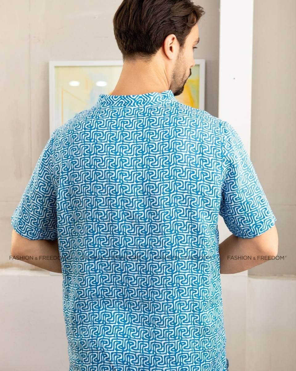 Áo Sơ Mi Nam Linen Xanh HT