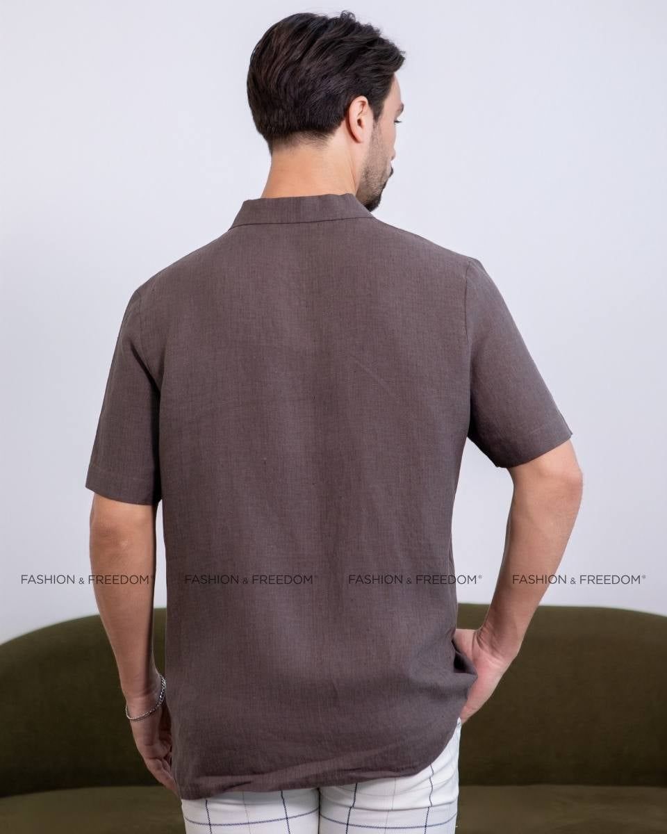Áo Sơ Mi Nam Linen Xám