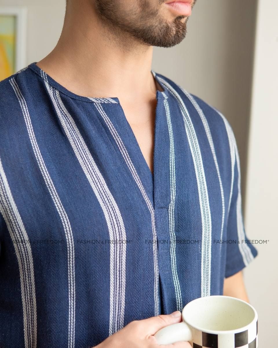 Áo Sơ Mi Nam Linen Xanh ST