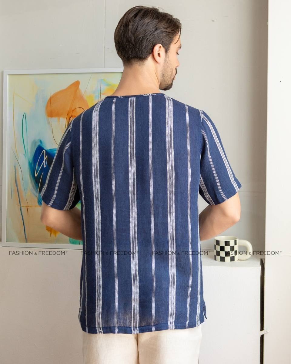 Áo Sơ Mi Nam Linen Xanh ST