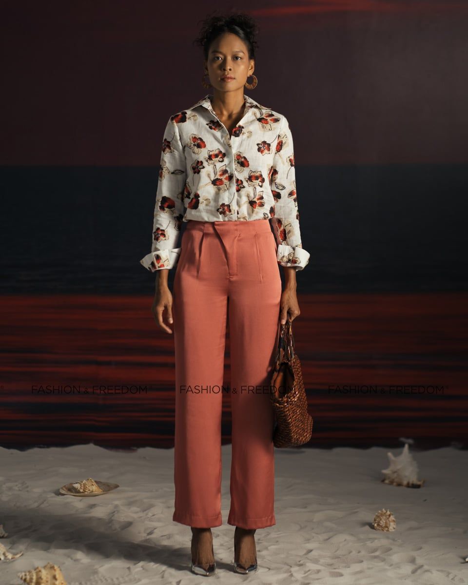 Áo Sơ Mi Linen Đỏ Nâu Summer Get Away