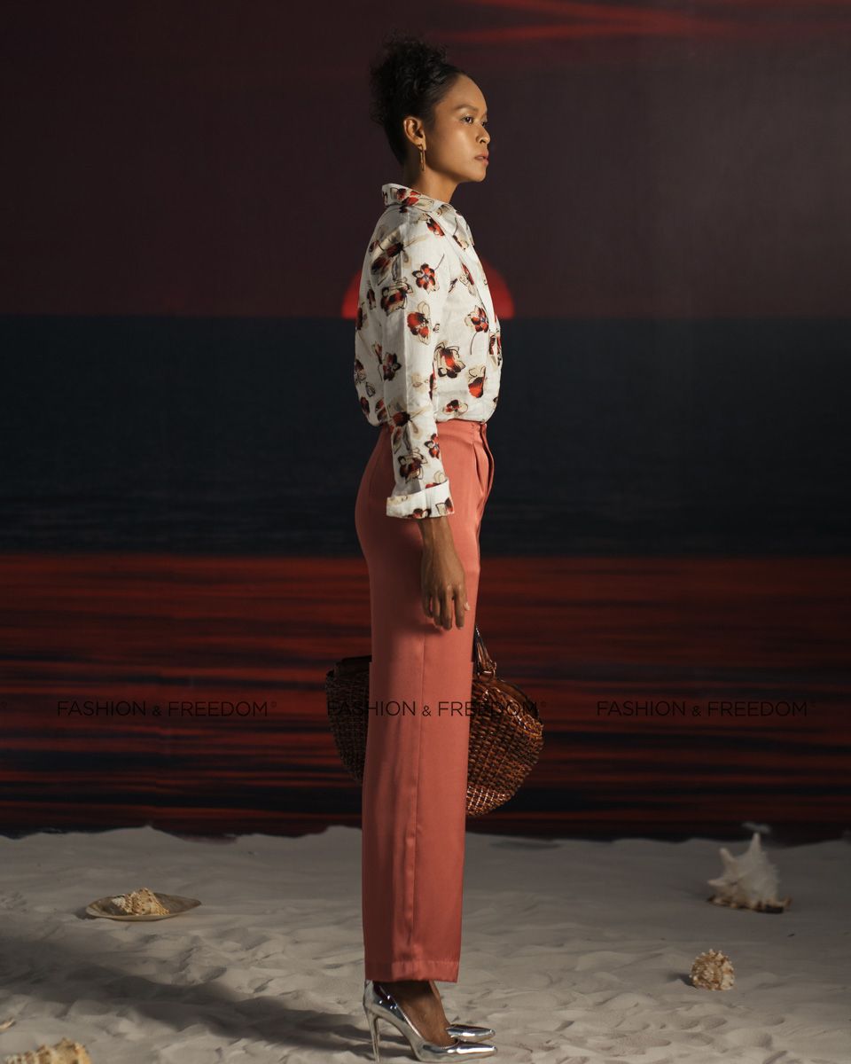 Áo Sơ Mi Linen Đỏ Nâu Summer Get Away