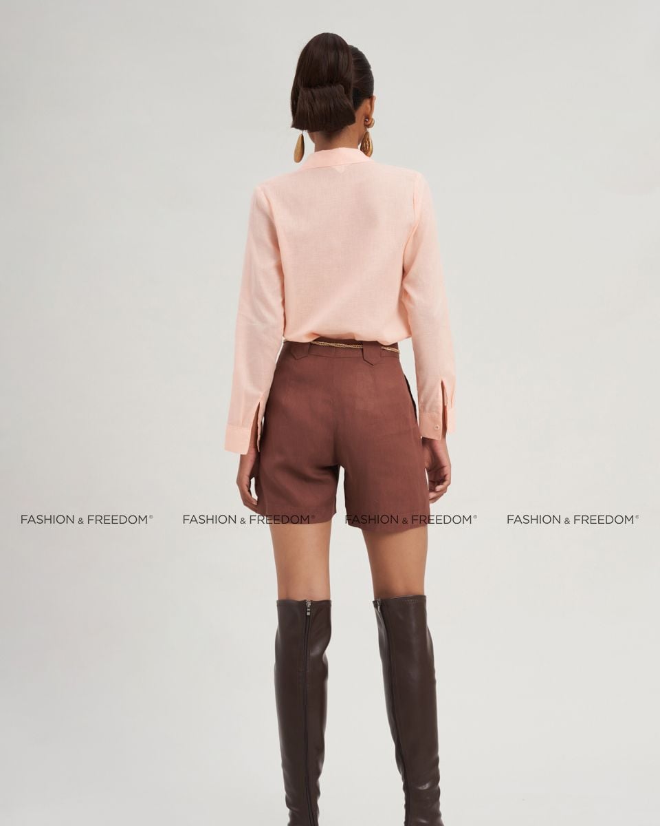 Áo Sơ Mi Linen Nữ Hồng Phấn Modern Women