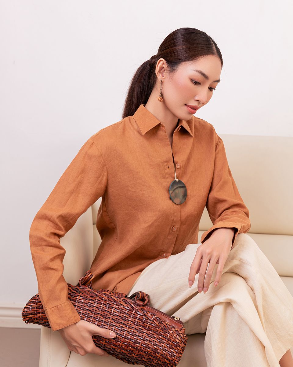 Quần Dài Linen Nữ Kem Sắc Màu Tự Do